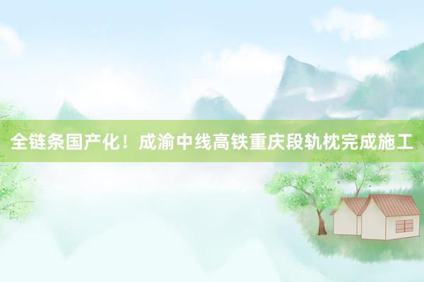 全链条国产化！成渝中线高铁重庆段轨枕完成施工